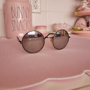 Round Black Sunglasses with Silver Lenses